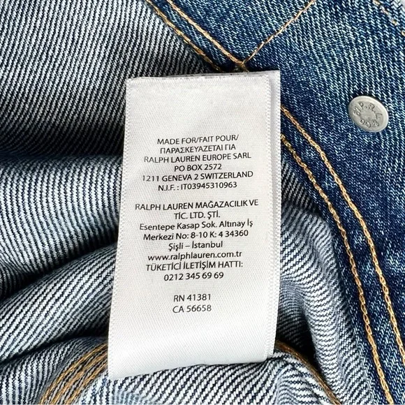 Polo Ralph Lauren Dungaree Denim Jacket - Medium Wash Blue With Corduroy Collar - Picture 9 of 10